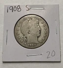 1908 S Barber 90% Silver Half Dollar 50c US Coin