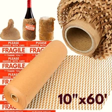 Honeycomb Packing Paper Cushion Wrap Packing Moving Shipping Box Kraft 10"x60'
