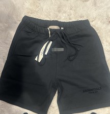 Essentials Fear of God Men's Black Sweat Shorts Logo Drawstring Pockets