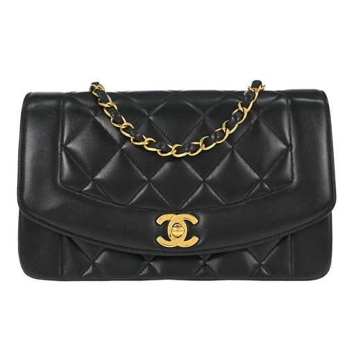 Chanel Black Lambskin Small Diana Shoulder Bag 167350