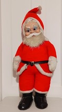 Vintage 1950s Rushton Rubber Face Santa Claus Doll 36" Stuffed Plush Black Boots