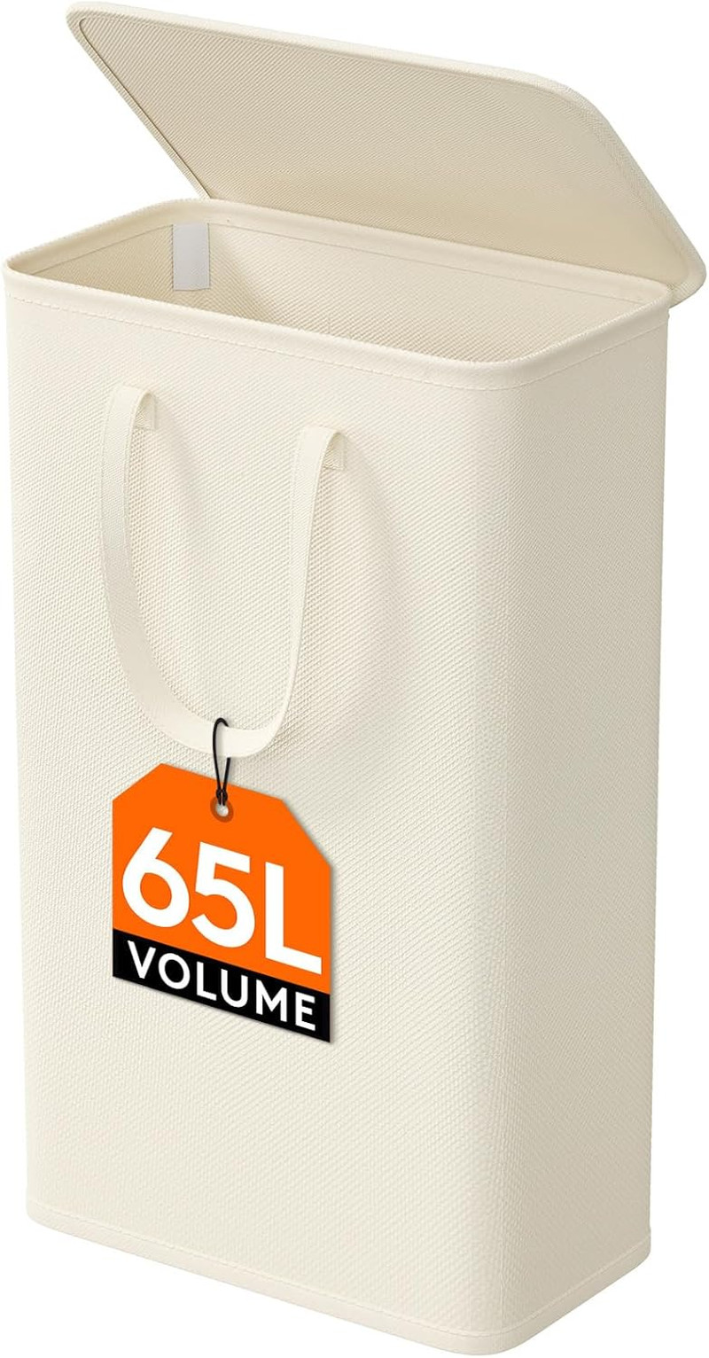 Cesto Biancheria Sporca 65L Slim - Portabiancheria Design con Coperchio