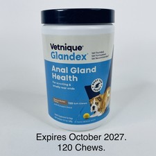 Glandex Anal Gland Health Chews for Dogs 120 Soft Chews, Expires 10/2027 Sealed