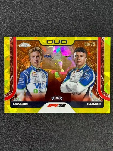 2025 Topps Chrome Sapphire F1 Liam Lawson RC Isack Hadjar RC Yellow 68/75 CXY