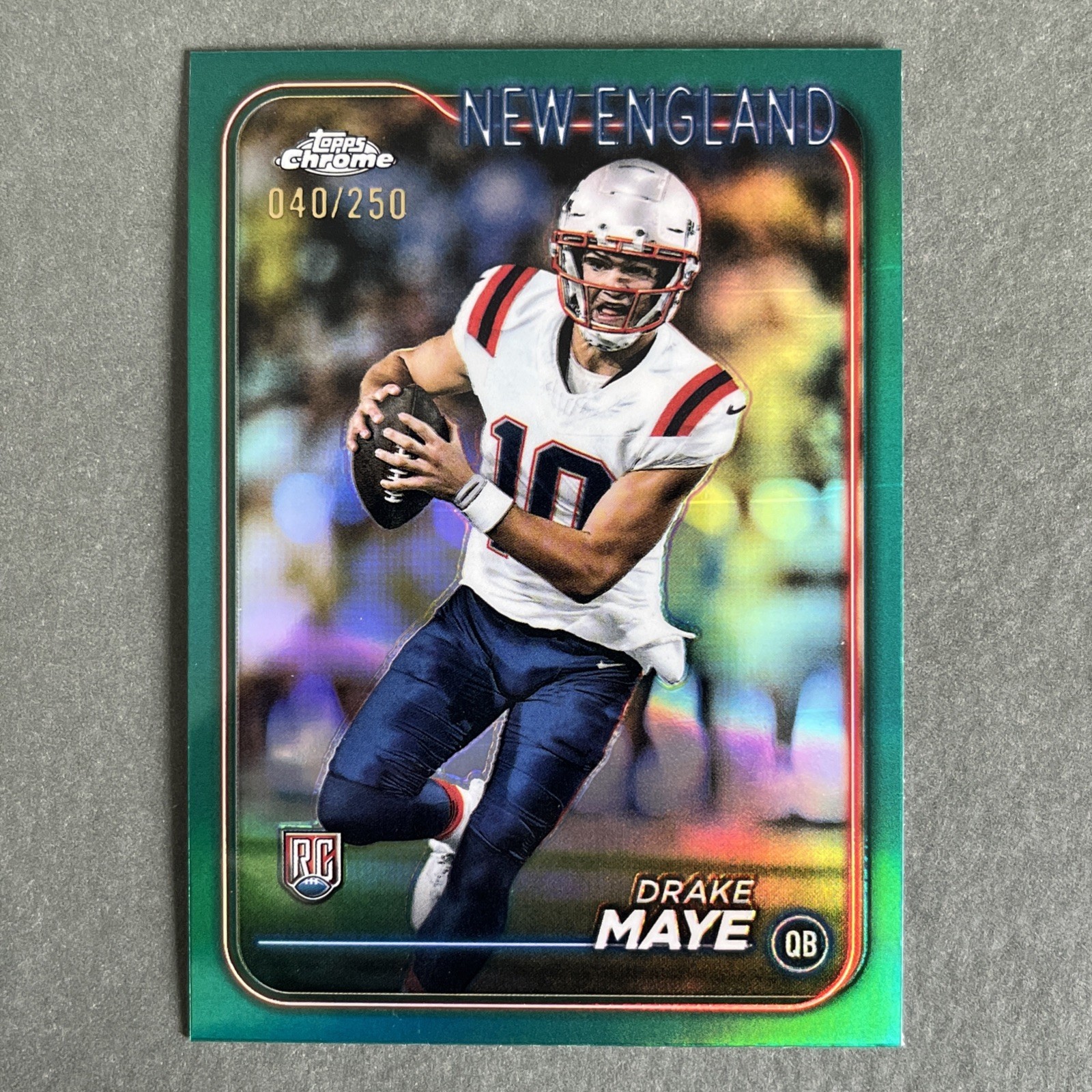 2024 Topps Chrome - Rookies Drake Maye #203 Teal Refractor /250 (RC)