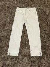 Dior Crop White Denim Jeans Button Fly Fold Up Hem Dior Seams Size 2