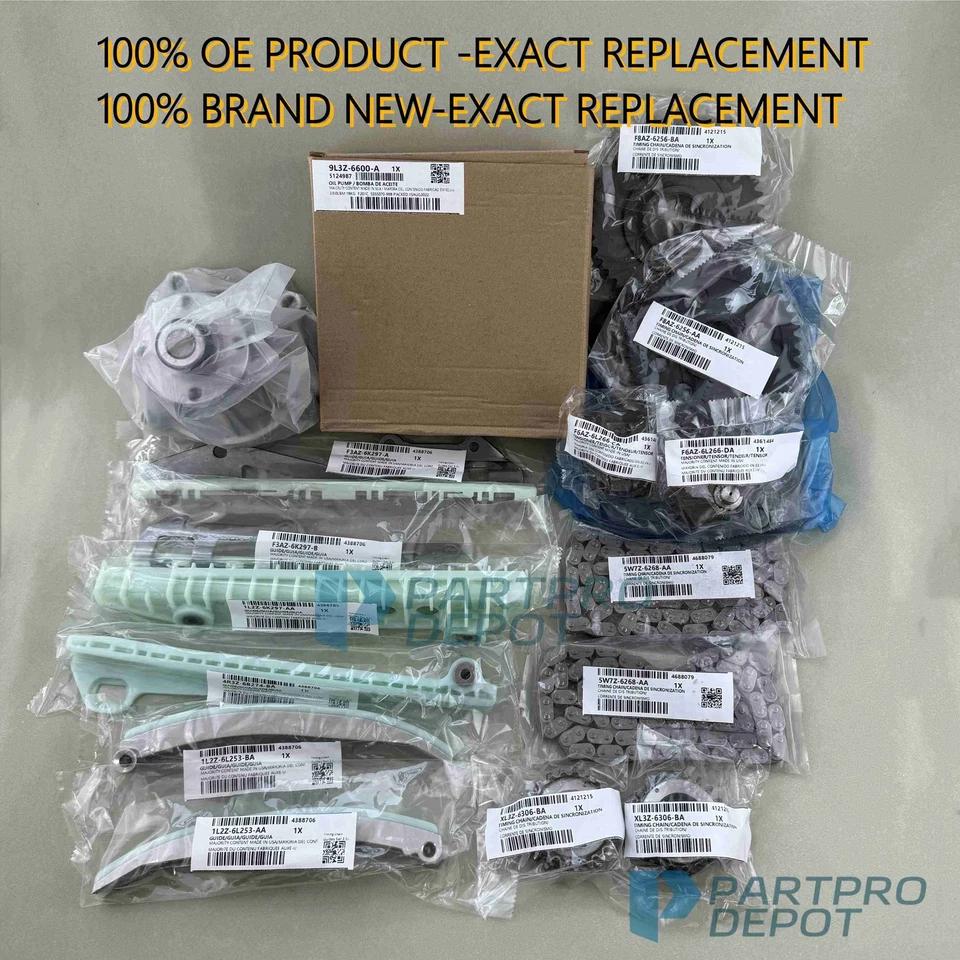 Kit de cadena de distribución bomba de aceite bomba de agua apta para Ford F-150 Lincoln Mercury 4.6 Foto 2 de 4