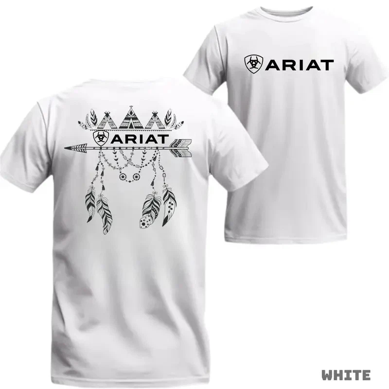 Ariat T-Shirt – Tribal-Themed Graphic With Arrow, Feathers & Geometric Patterns