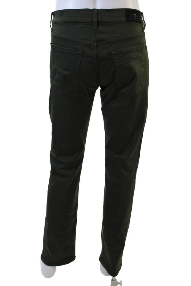 7 For All Mankind Men's Five Pocket Button Straight Leg Jean Pants Green Size 31 - Image 3 of 4