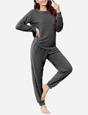 Womens Fuzzy Fleece Pajama Sets Long Sleeve Jogger Set Comfy Sleepwear M  1