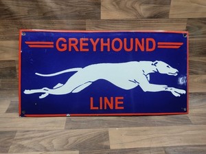 Porcelain Greyhound Line Enamel Metal Sign Plate Size 24" x 12" Inches