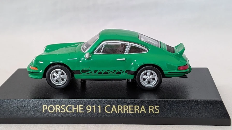 Coche modelo fundido a presión verde Kyosho 1/64 Porsche 911 CARRERA RS abierto para fotos Foto 4 de 4