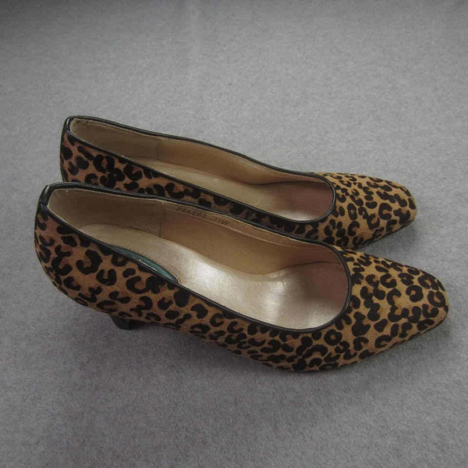 Zapatos de salón Fitzwell para mujer talla 11W leopardo tacón de gatito cuero Z25263 cómodos Foto 2 de 4