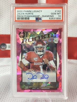 2020 Panini Legacy RC Auto Jalen Hurts Penmaship Diamond 4/5. PSA 10 POP 1