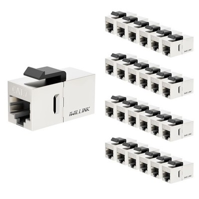 10Gbps CAT7 Coupler RJ45 Keystone Shielded Coupler 25-Pack, Ethernet Coupler,...