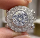 3 Ct Vvs1 Near White Round Cut Moissanite Engagement Ring Sterling Silver Size 7