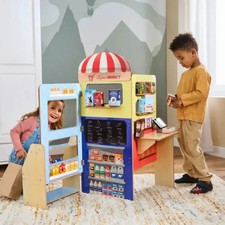 2in1 Supermarkt & Restaurant aus HOLZ Kaufladen Kaufmannsladen mit Zubehör