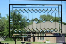 Contemporary Clear beveled stained glass window hanging panel   37.75 x 23 1/4
