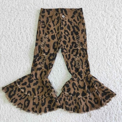 Leopard Bell Bottom Jeans
