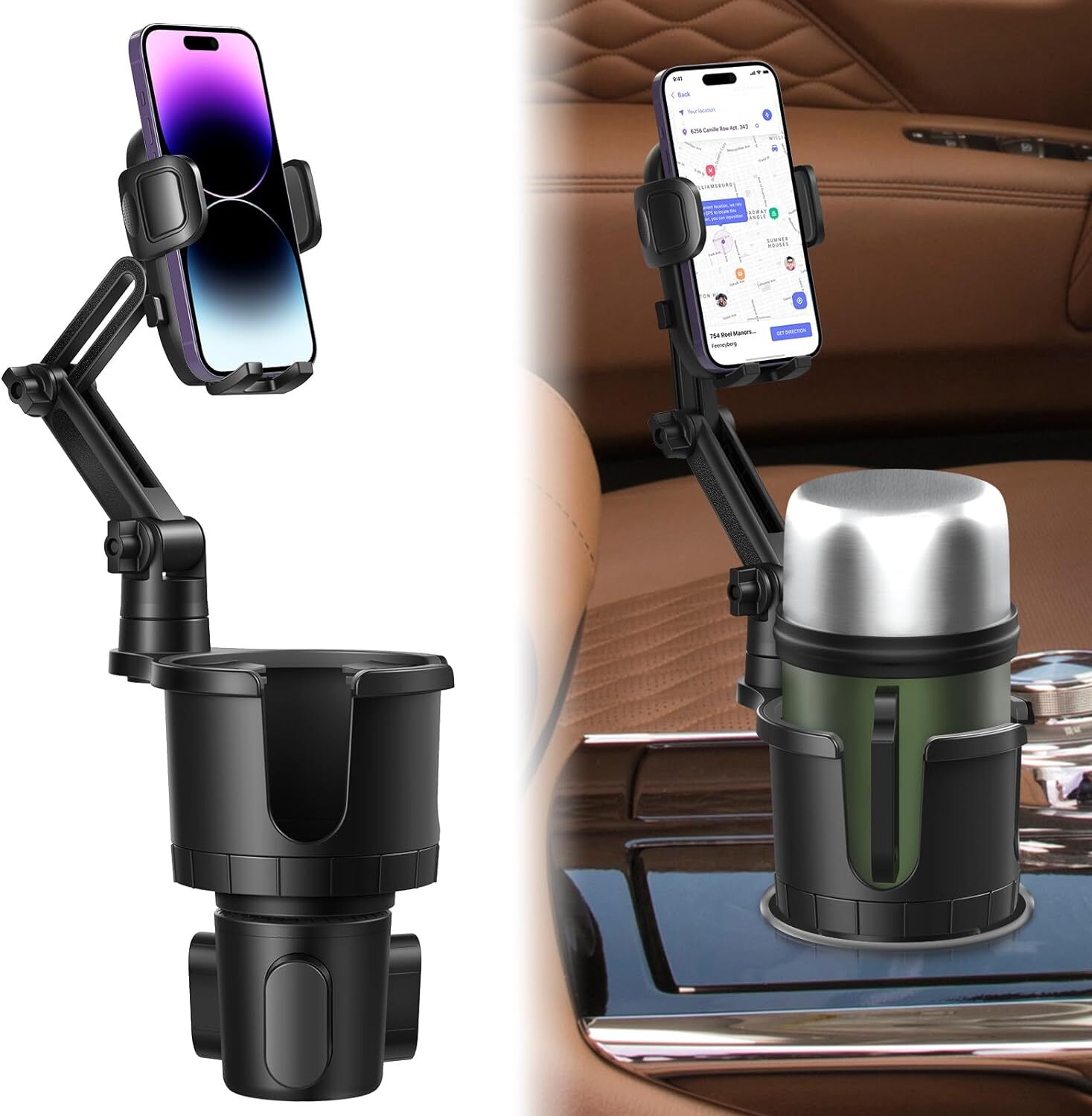 Cup Holder Phone Mount for Car with Expandable Base 2 1 Phone Holder Car