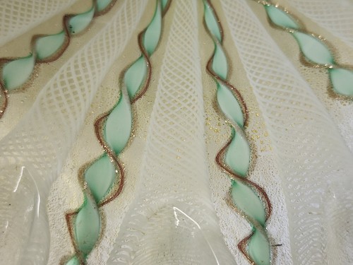 Murano Salviati Zanfirico Latticino Bowl Twisting Ribbons Gold Green BLINGY - Picture 13 of 21
