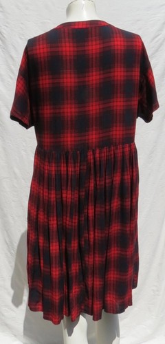 11 1 TYHLO Anthropologie US size S Red Black Plaid Rayon MONA Tunic Shirt Dress - Picture 3 of 5