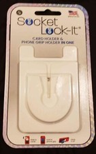 Socket Lock-It Adhesive Phone Grip Card Holder All in One / WHITE, NEW