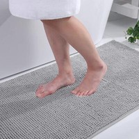 Chenille Badezimmerteppich 40X60 Cm Hellgrau SaugfäHig Rutschfest Waschbar