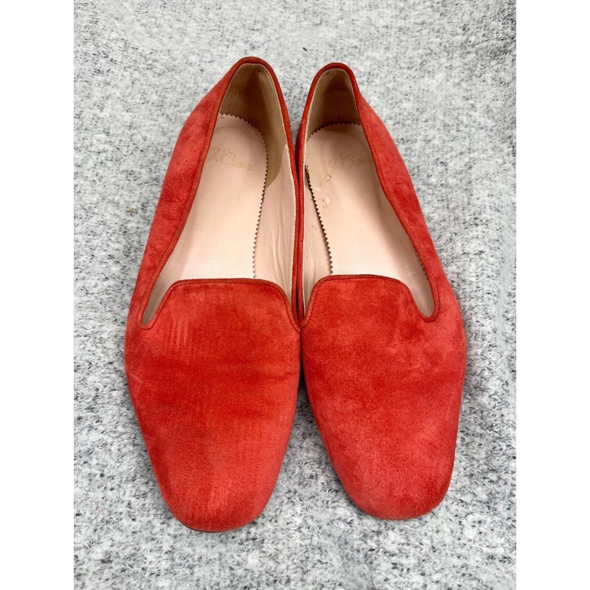 J.Crew Suede Smoking Slippers Red EUC Size 5