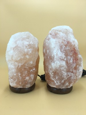 2 Himalayan Salt Lamps 7'' & 8'' Naturally Carved 