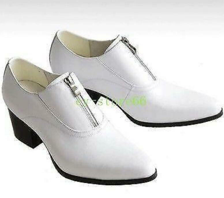 SAOLA Scarpe da sposa eleganti da uomo stile britannico in pelle con zip frontale tacco medio cubano