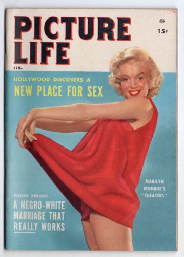PICTURE LIFE Feb 1955 Marilyn Monroe JAPAN'S MOST TATTOOED MAN Pocket Mens Mag - Afbeelding 1 van 2