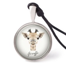 Portrait of Giraffe Necklace Pendants Pewter Silver Jewelry Jewelry JNP