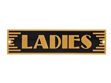Plastic Art Deco Ladies Bathroom Restroom Toilet Powder Room Door Sign Plaque