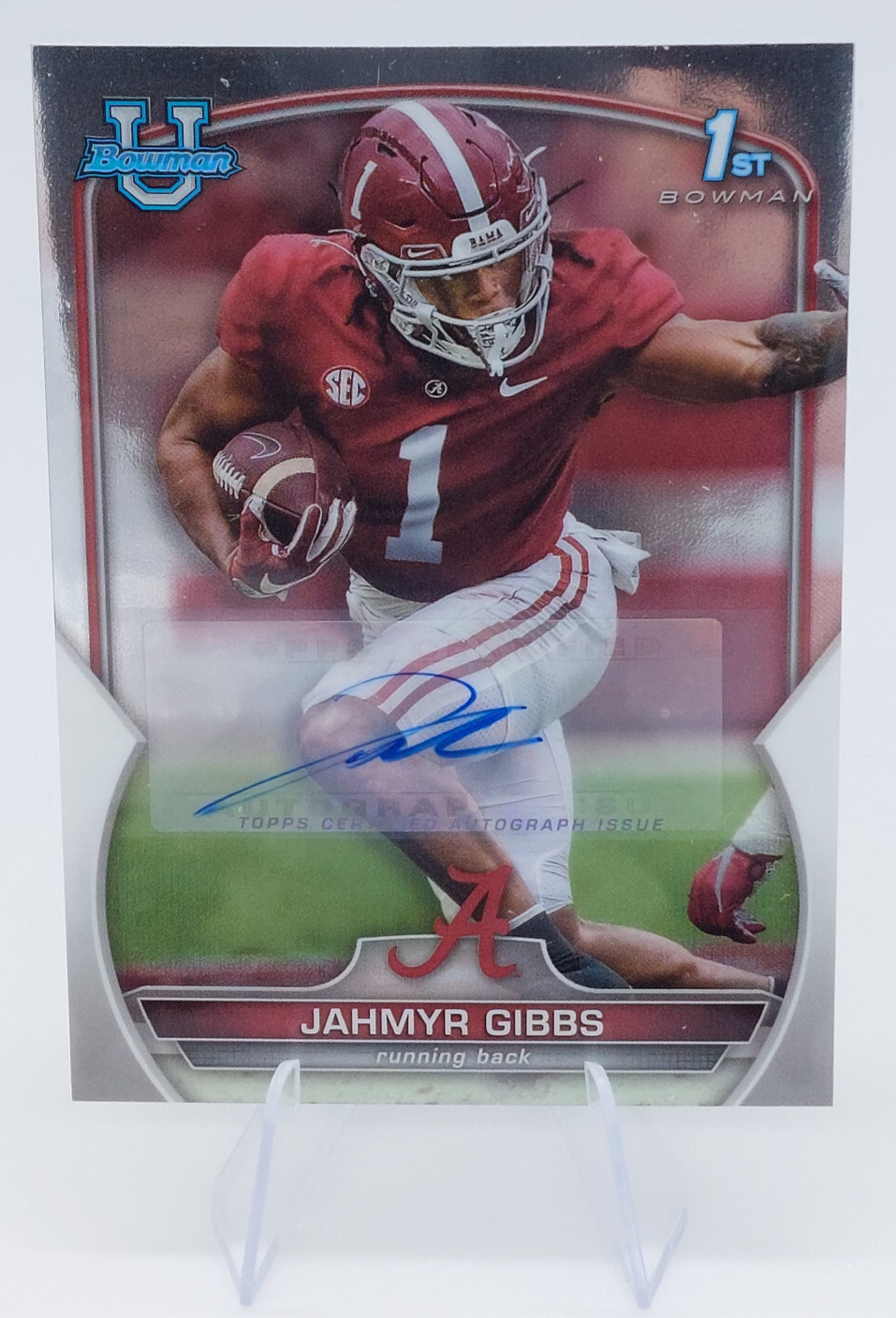 2022 Bowman Chrome University Jahmyr Gibbs #82 Autograph First Bowman Lions