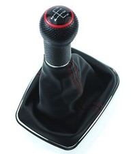 Schaltknauf mit Schaltsack für VW Golf 4 Bora ROT 5 Gang Chrom Rahmen 12mm