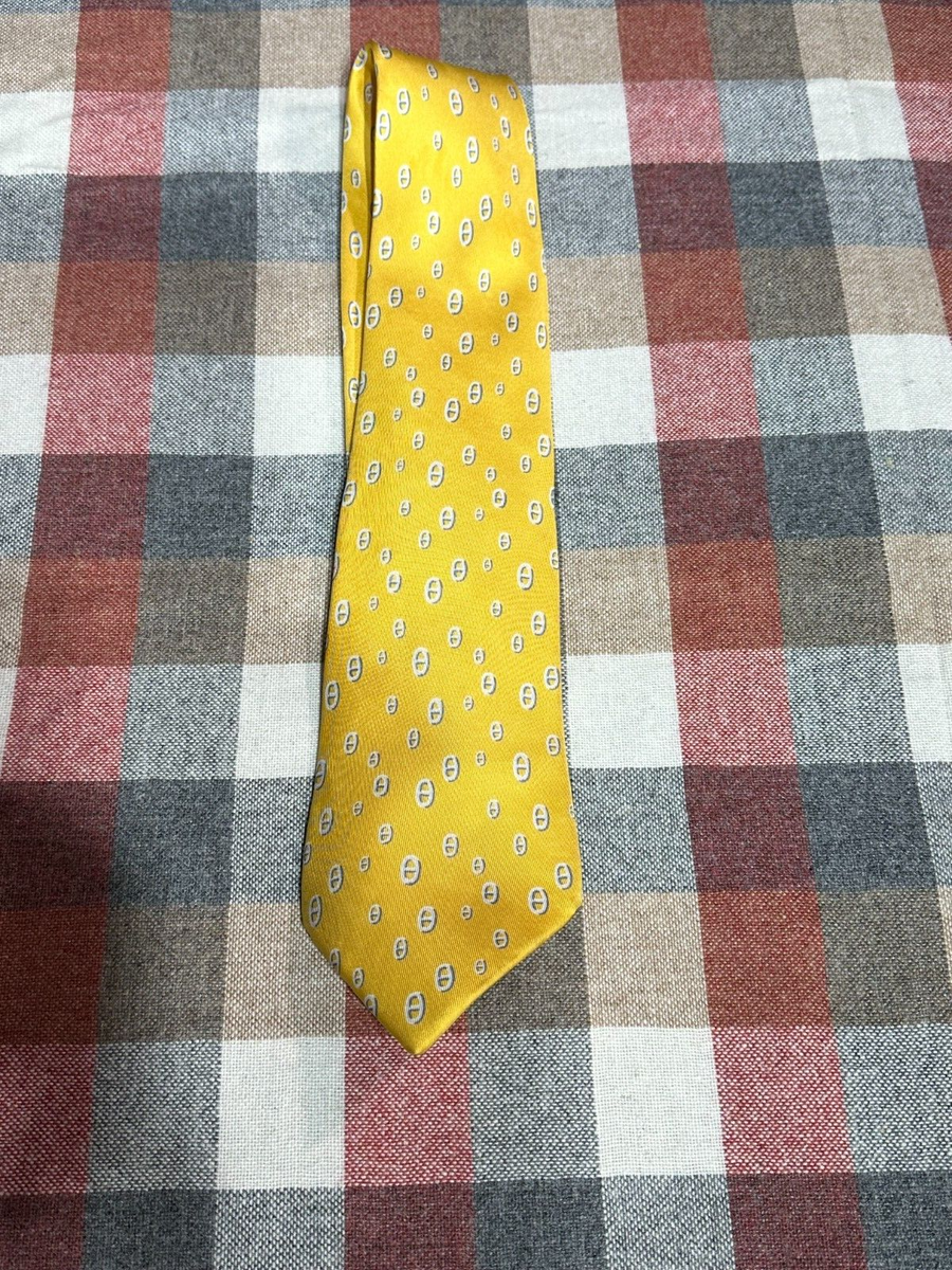 Hermes Paris Yellow White Geometric 100% Silk Tie | eBay