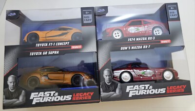 Jada Scale 1:32 Fast & Furious Gr Supra/ Ft-1 Concept 74 Mazda Rx-3 and Doms Rx7