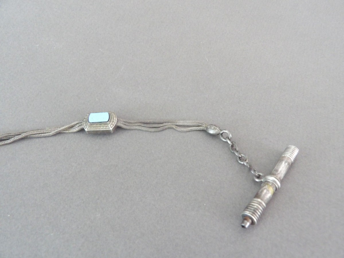 Chaîne Chatelaine Ou Giletière Pour Montre à Gousset XIXe Siècle En Argent Avec Poinçons