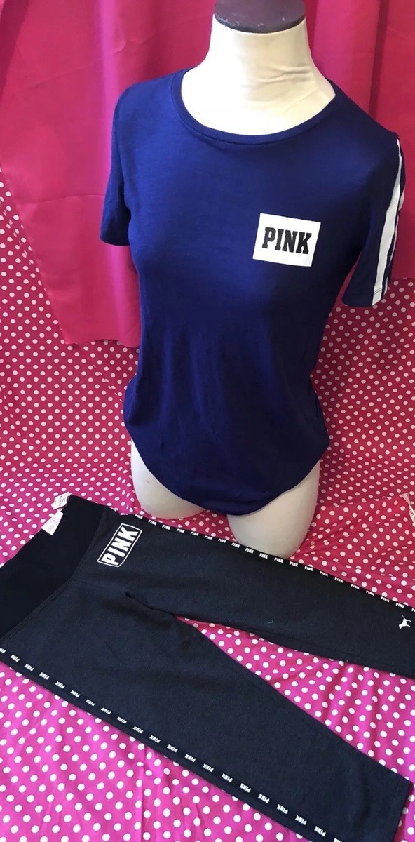 Ensemble Victoria's Secret Pink - Haut Crop Manches Longues & Leggings Yoga - Taille S - Neuf Avec étiquettes