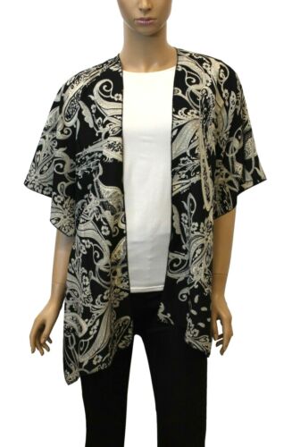 Women's Poncho Chiffon Kimono Paisley Print Summer Spring Cover Up Swimwear - Picture 2 of 10