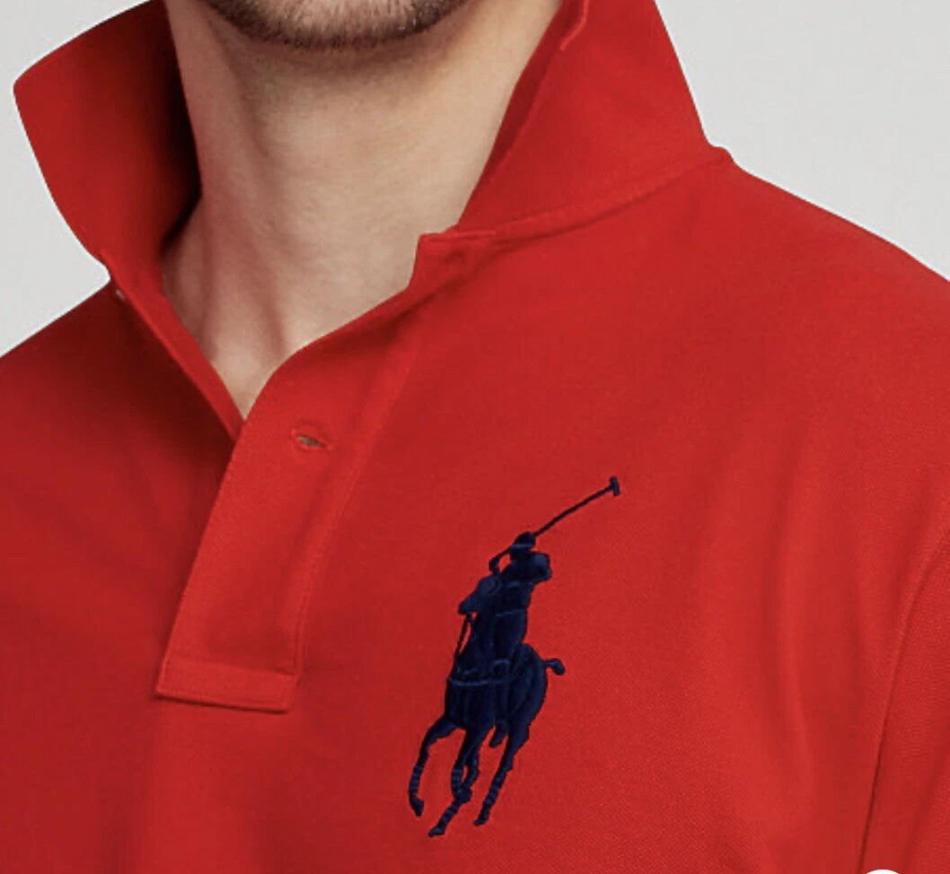 Ralph Lauren Polo Men's LG Red Short Sleeve Custom Fit Big Pony