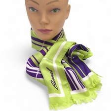 Burmel 100 Silk Oblong Scarf Vintage Made in Japan 15 X 66 Inch Green Purple