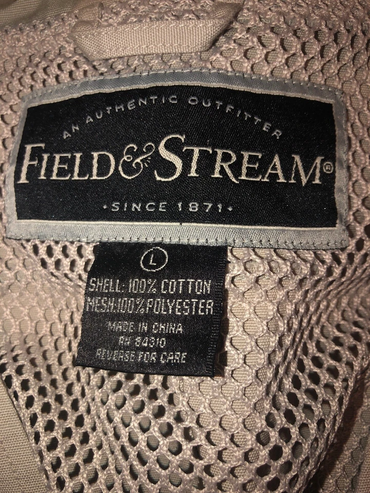 Vtg STREAM & FIELD Mens Photograph Fishing Vest Beige Khaki Sz Large 21 Pockets - Image 4 of 4