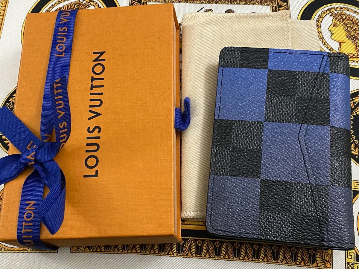 AUTHENTIC Louis Vuitton Pocket Organizer Damier Cobalt Canvas