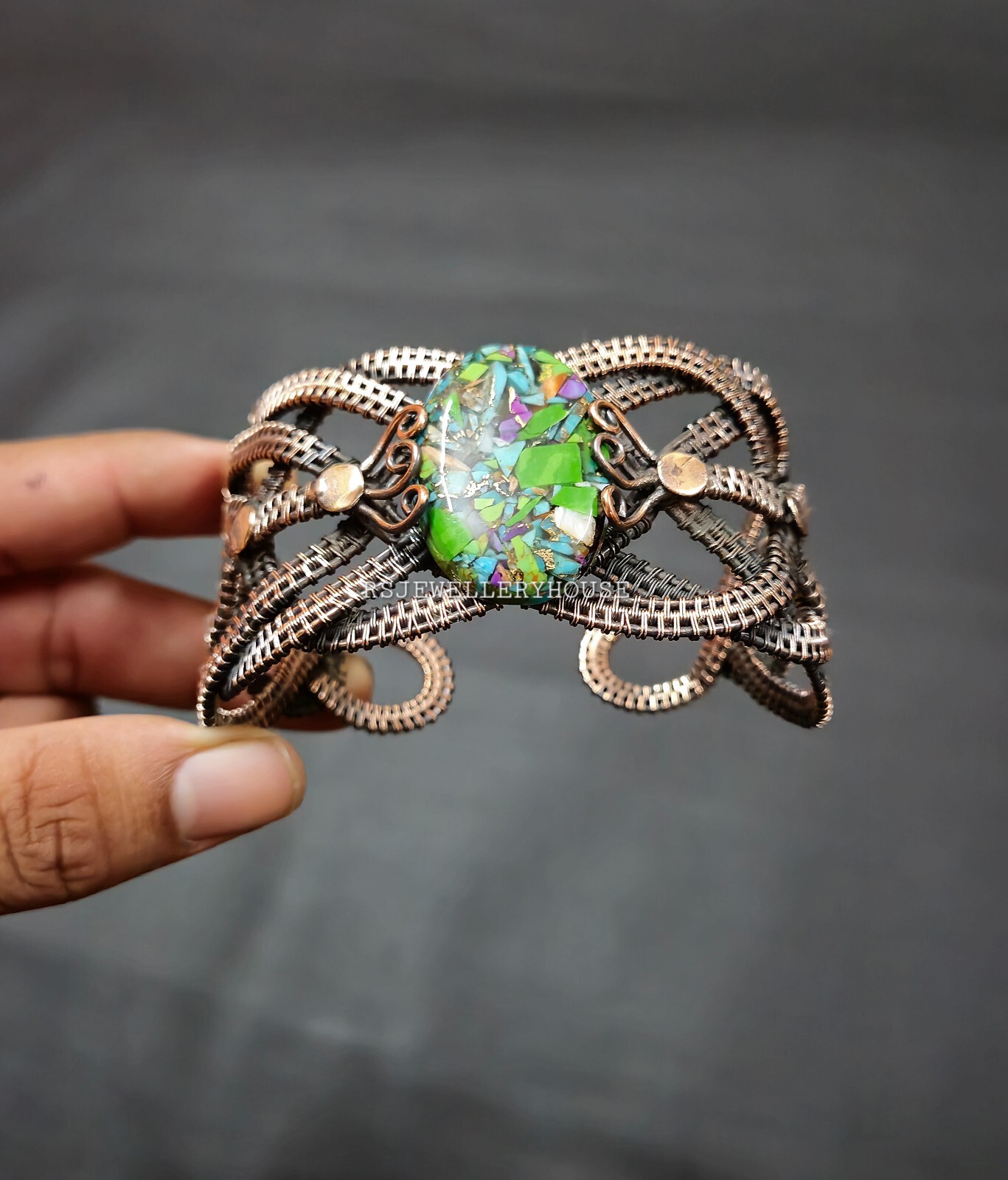 Brazalete Brazalete Fiesta Kingman Piedra Turquesa Cobre Graduación Hija Regalo Esposa