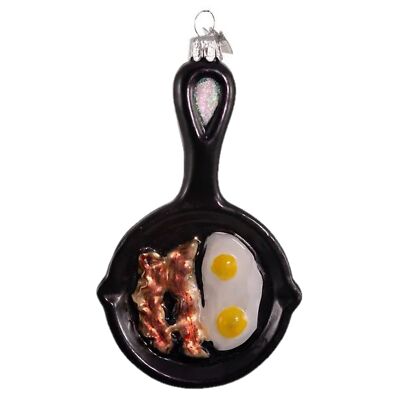 Kurt Adler Noble Gems Glass Ornament for Christmas Tree, Frying Pan