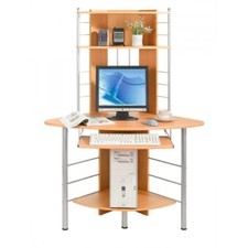 Scrivania compatta per Computer Angolare con ripiano estraibile Faggio 305717