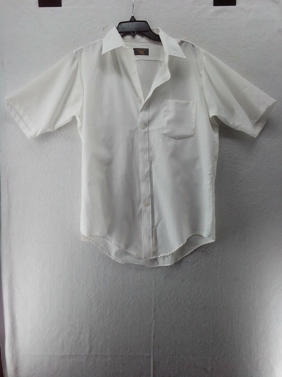 Van Heusen Super Silk Size White Short Sleeve Button Up Shirt - Main Image