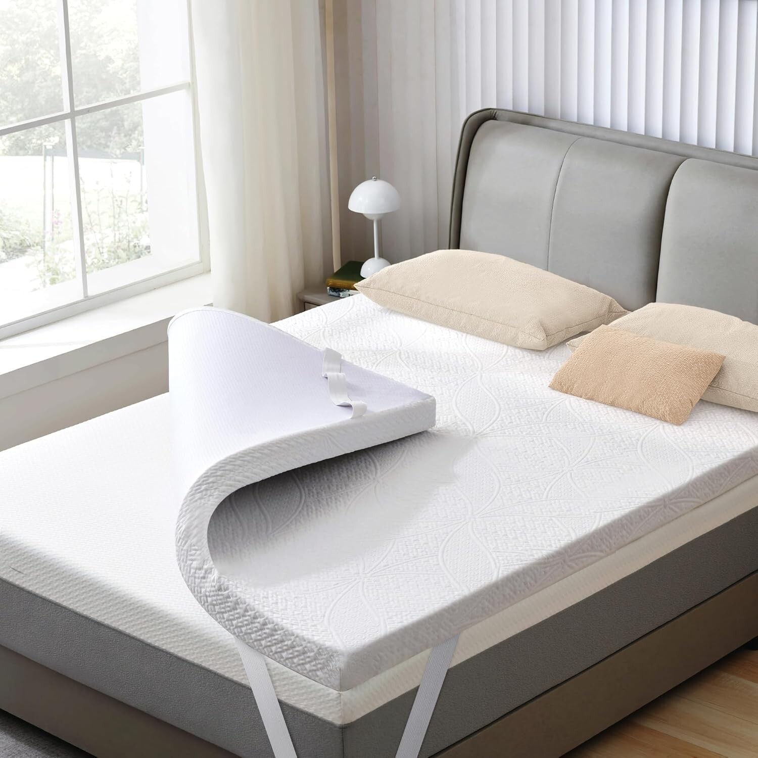 Ventilated 3 Inch Cooling Gel Memory Foam Mattress Pad - CertiPUR-Certified